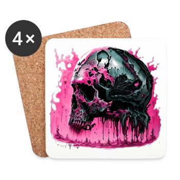 Cyborg Skull Skull - Coasters (set of 4) - white - Front