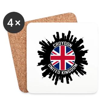 Croydon Skyline UK Flagge Reise-Souvenir - Untersetzer (4er-Set) - Weiß - Vorne