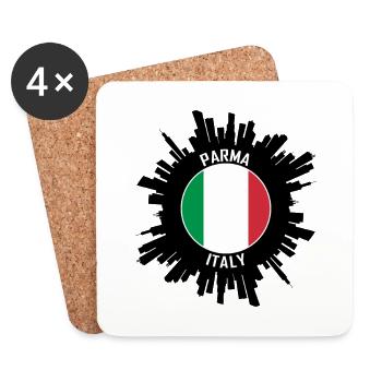 Parma Skyline Italy Flag Travel Souvenir - Coasters (set of 4) - white - Front