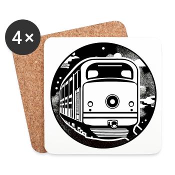 Locomotive, train, railway - Coasters (set of 4) - white - Front