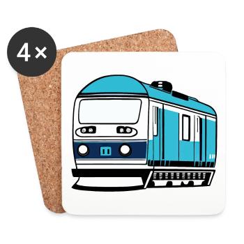 Locomotive, train, chemin de fer - Dessous de verre (lot de 4) - blanc - Devant