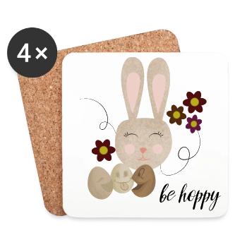 Be Hoppy Cute Easter Bunny Design - Coasters (set of 4) - white - Front