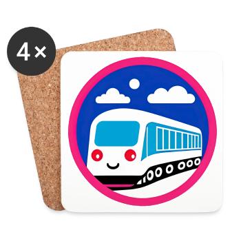 Locomotive, train, chemin de fer - Dessous de verre (lot de 4) - blanc - Devant