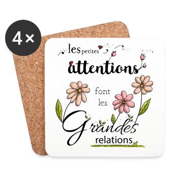 Les petites attentions font les grandes relations - Dessous de verre (lot de 4) - blanc - Devant