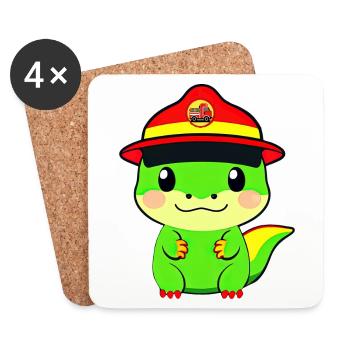 Service d’incendie de Dinosaur - Dessous de verre (lot de 4) - blanc - Devant