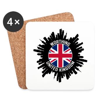 Worthing Skyline Uk Flag Travel Souvenir - Coasters (set of 4) - white - Front