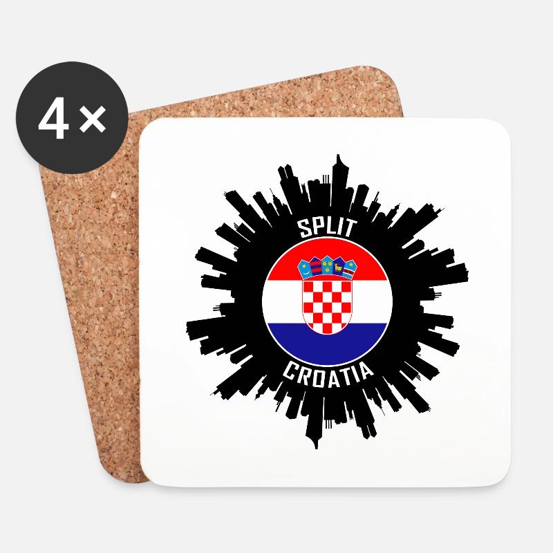 Split Skyline Kroatien Flagge Reise-Souvenir - Untersetzer (4er-Set) - Weiß