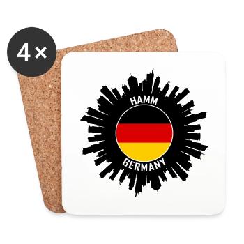Hamm Skyline Allemagne Flag Souvenir de voyage - Dessous de verre (lot de 4) - blanc - Devant