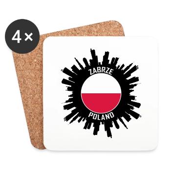 Zabrze Skyline Poland Flag Travel Souvenir - Coasters (set of 4) - white - Front