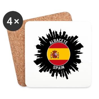 Albacete Skyline Espagne Flag Souvenir de voyage - Dessous de verre (lot de 4) - blanc - Devant