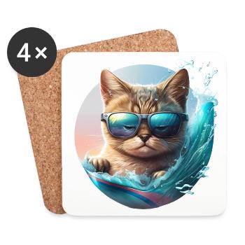 Surf Cat - Coasters (set of 4) - white - Front