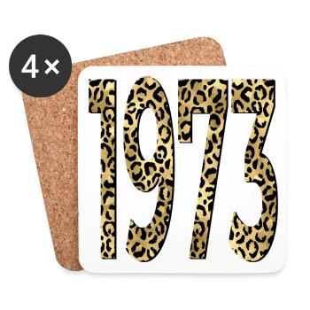 Birthday 1973 Leopard Print - Coasters (set of 4) - white - Front