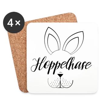 Hoppelhase Oster Motiv minimalistisch - Untersetzer (4er-Set) - Weiß - Vorne