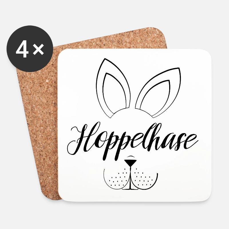 Hoppelhase Oster Motiv minimalistisch - Untersetzer (4er-Set) - Weiß