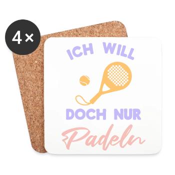 Sportart Spieler Padel Bälle Statement Schläger - Untersetzer (4er-Set) - Weiß - Vorne