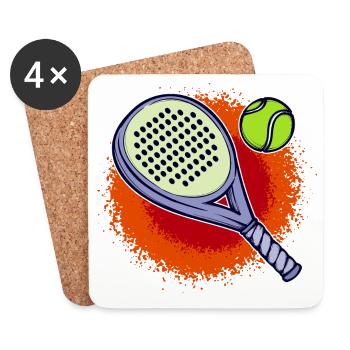 Racket Padel Training Sport Balls Leisure - Coasters (set of 4) - white - Front
