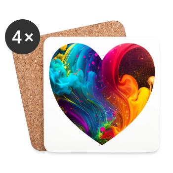 Heart with bright colors - Coasters (set of 4) - white - Front