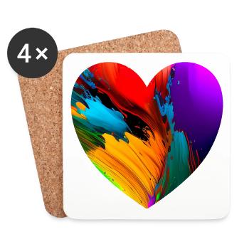 Heart with bright colors - Coasters (set of 4) - white - Front