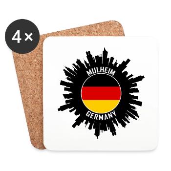 Mulheim Skyline Allemagne Flag Souvenir de voyage - Dessous de verre (lot de 4) - blanc - Devant