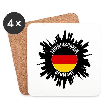 Ludwigshafen Skyline Allemagne Drapeau Souvenir de voyage - Dessous de verre (lot de 4) - blanc - Devant