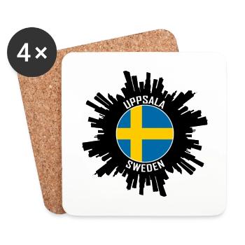 Uppsala Skyline Schweden Flagge Reise-Souvenir - Untersetzer (4er-Set) - Weiß - Vorne
