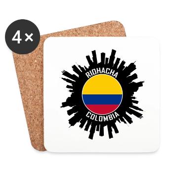 Riohacha Skyline Colombie Flag Souvenir de voyage - Dessous de verre (lot de 4) - blanc - Devant