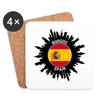 Burgos Skyline Spain Flag Travel Souvenir - Coasters (set of 4) - white - Front
