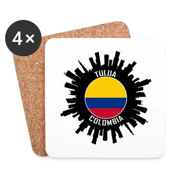 Tulua Skyline Colombie Flag Souvenir de voyage - Dessous de verre (lot de 4) - blanc - Devant