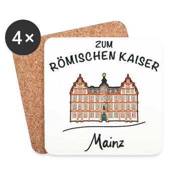 Mainz, Wahrzeichen Zum Römischen Kaiser - Untersetzer (4er-Set) - Weiß - Vorne