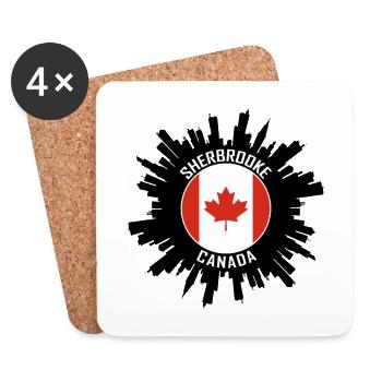 Sherbrooke Skyline Canada Flag Travel Souvenir - Coasters (set of 4) - white - Front