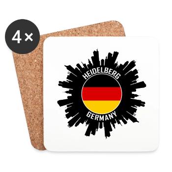 Heidelberg Skyline Allemagne Flag Souvenir de voyage - Dessous de verre (lot de 4) - blanc - Devant