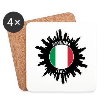 Ravenna Skyline Italy Flag Travel Souvenir - Coasters (set of 4) - white - Front