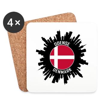 Odense Skyline Danemark Flag Souvenir de voyage - Dessous de verre (lot de 4) - blanc - Devant
