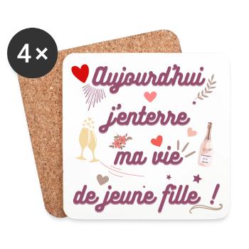 EVJF future mariée. Enterrement vie célibataire - Dessous de verre (lot de 4) - blanc - Devant