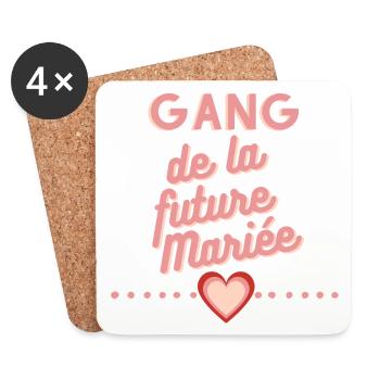 Gang future mariée. EVJF enterrement célibataire - Dessous de verre (lot de 4) - blanc - Devant
