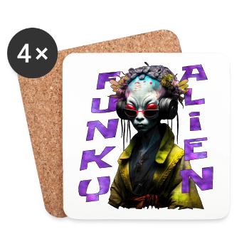 Funky alien 02 - Coasters (set of 4) - white - Front