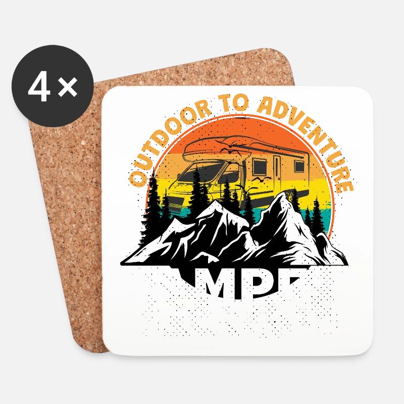 Camper Camping Urlaub Geschenk - Untersetzer (4er-Set) - Weiß