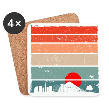 Coucher de soleil Torii Skyline - Dessous de verre (lot de 4) - blanc - Devant