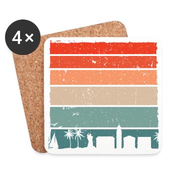 Sunset City Palms Retro Farbverlauf - Untersetzer (4er-Set) - Weiß - Vorne