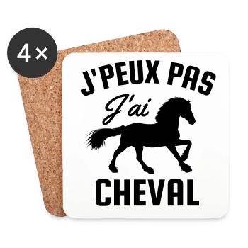 Je peux pas j'ai cheval - Dessous de verre (lot de 4) - blanc - Devant