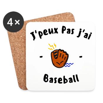 J peux pas j ai Baseball - Dessous de verre (lot de 4) - blanc - Devant