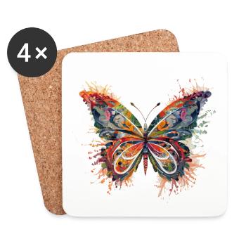 Papillon - Dessous de verre (lot de 4) - blanc - Devant