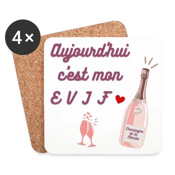 EVJF future mariée. Enterrement vie célibataire - Dessous de verre (lot de 4) - blanc - Devant