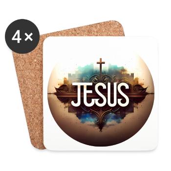 Jesus Christus von Nazareth Glaube Bibel Jesus - Untersetzer (4er-Set) - Weiß - Vorne