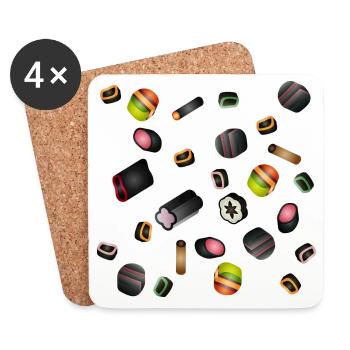 bunte Lakritz Süßigkeiten Potpourri Illustration - Untersetzer (4er-Set) - Weiß - Vorne