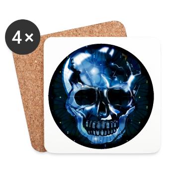 dunkler Totenkopf im gläsernen Kristall Look - Untersetzer (4er-Set) - Weiß - Vorne