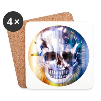extravagant skull in colorful shimmering color - Coasters (set of 4) - white - Front