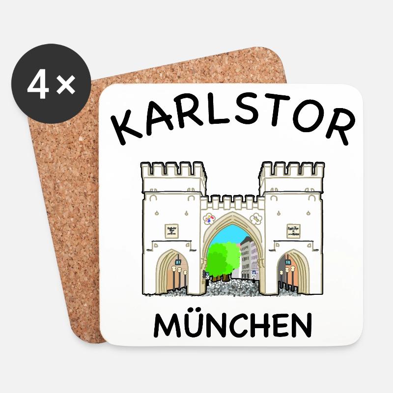 München, Karlstor am Stachus, Bayern - Untersetzer (4er-Set) - Weiß