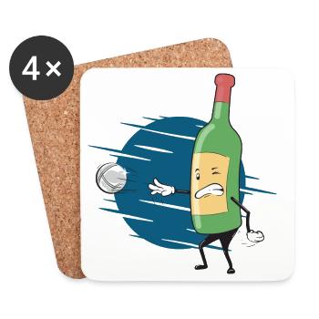 Boule und Wein Boccia Kugeln Petanque Outfit - Untersetzer (4er-Set) - Weiß - Vorne