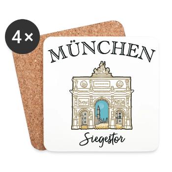 Siegestor München, Friedensmahnmal - Untersetzer (4er-Set) - Weiß - Vorne